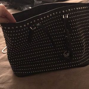 Black Michael kors large studded tote